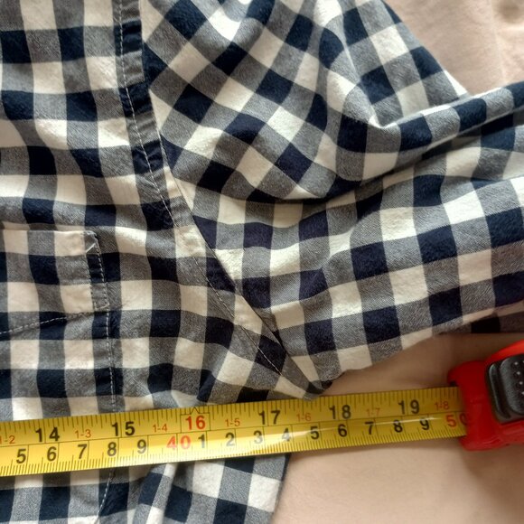Y2K J.Crew gingham button up navy white check slim fit organic cotton M - Picture 4 of 7